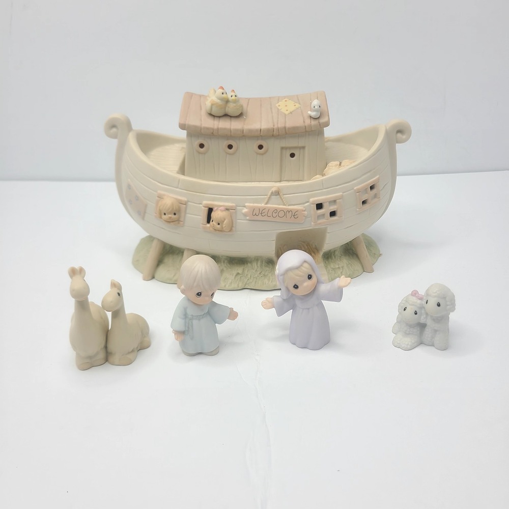 Vtg 1992 Precious Moments Two By Two NOAH'S ARK Starter Set Plus 2 Animals READ